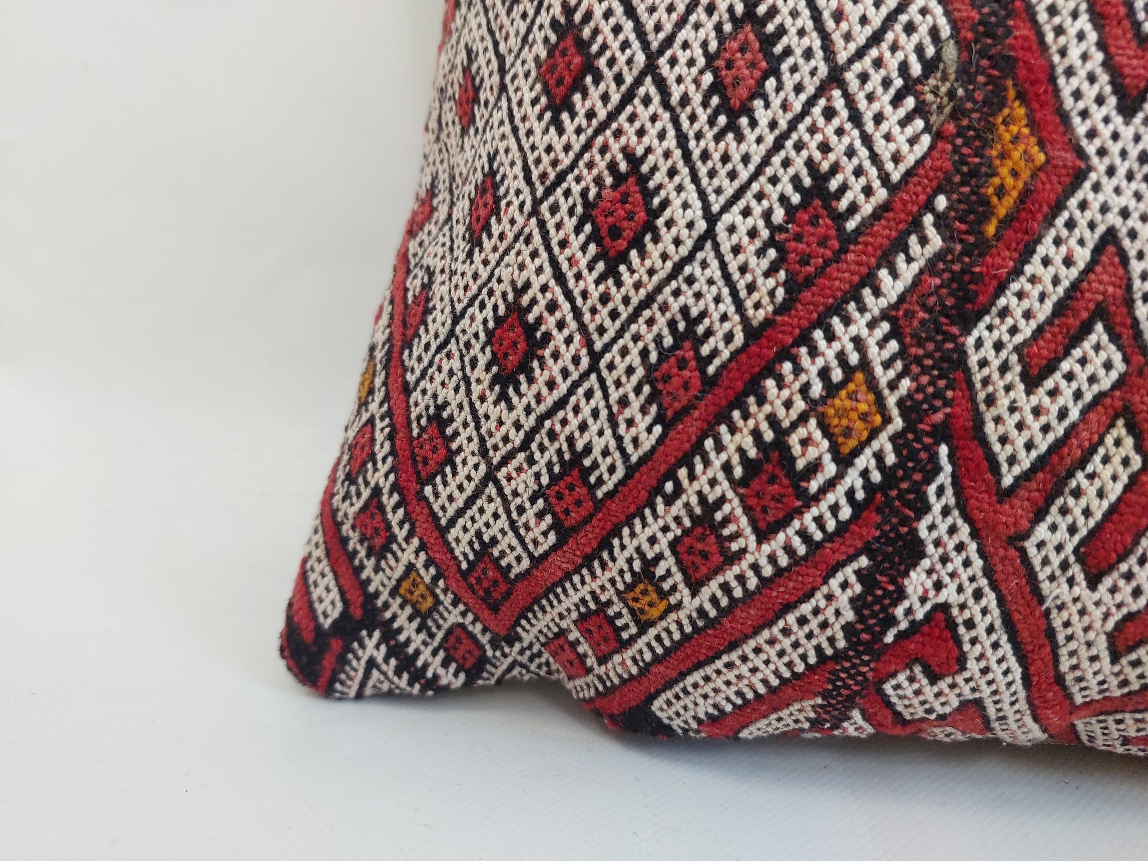12x24 Vintage Moroccan Kilim Lumbar Pillow Cover | Authentic Geometric zayan Cushion | Red Handwoven Boho & Warm Minimalist Home Decor MoroccanBazzArts
