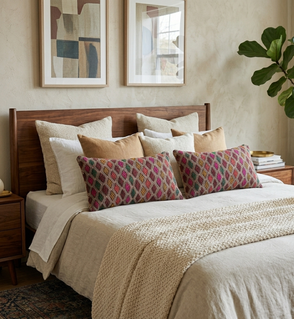 Handwoven Moroccan Kilim Lumbar Pillow Cover (13" x 22") – Colorful Geometric Boho Cushion MoroccanBazzArts