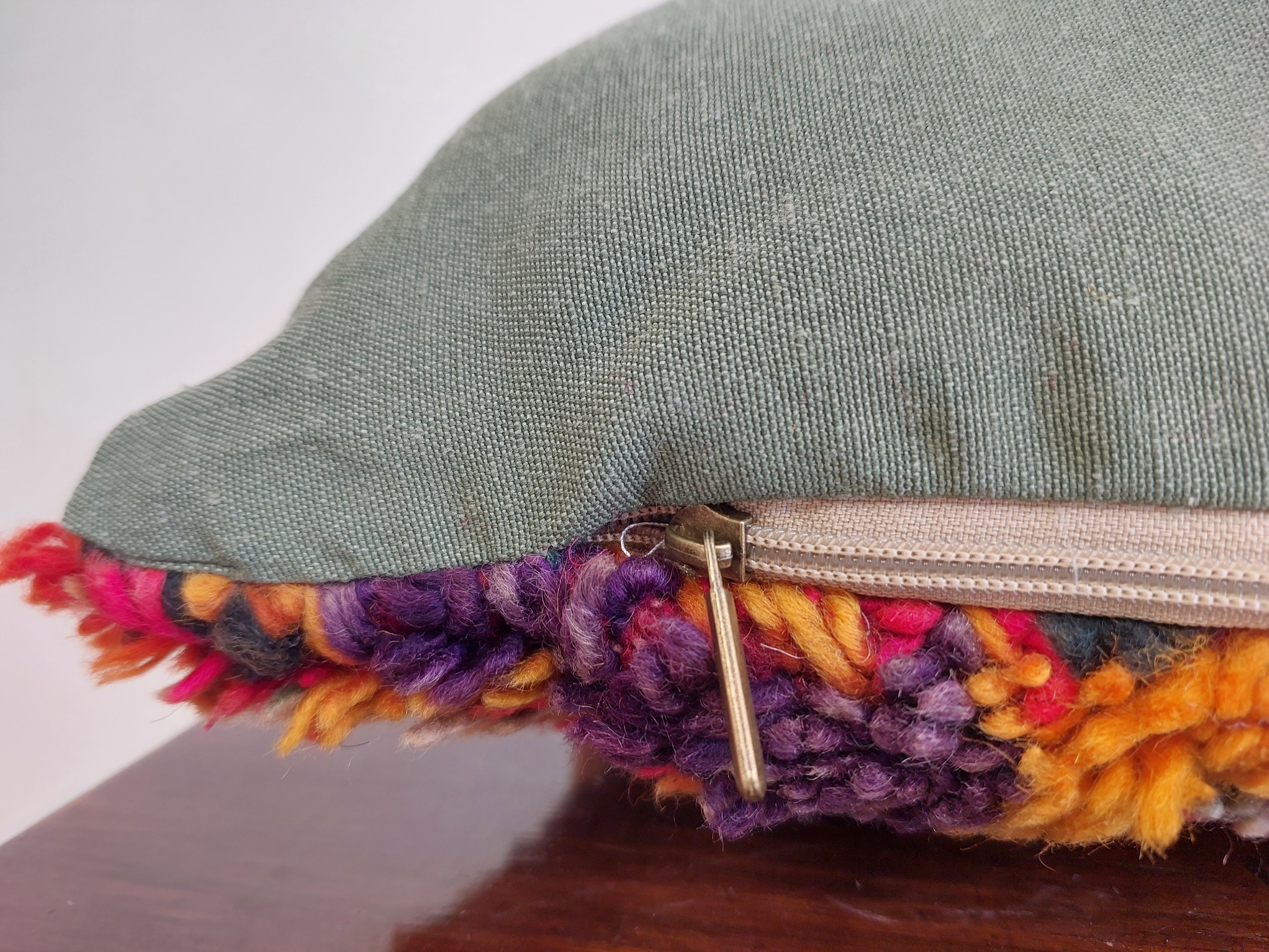 Aït Bou Ichaouen Moroccan Pillow - Handmade Berber Wool Cushion 14x24 - Vintage Colorful Boho Lumbar Pillow - Authentic Tribal Moroccan Deco MoroccanBazzArts