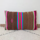 Set of 3 Vintage Boujaad Kilim Lumbar Pillow Covers 38x60 cm | Handwoven Brown Wool MoroccanBazzArts