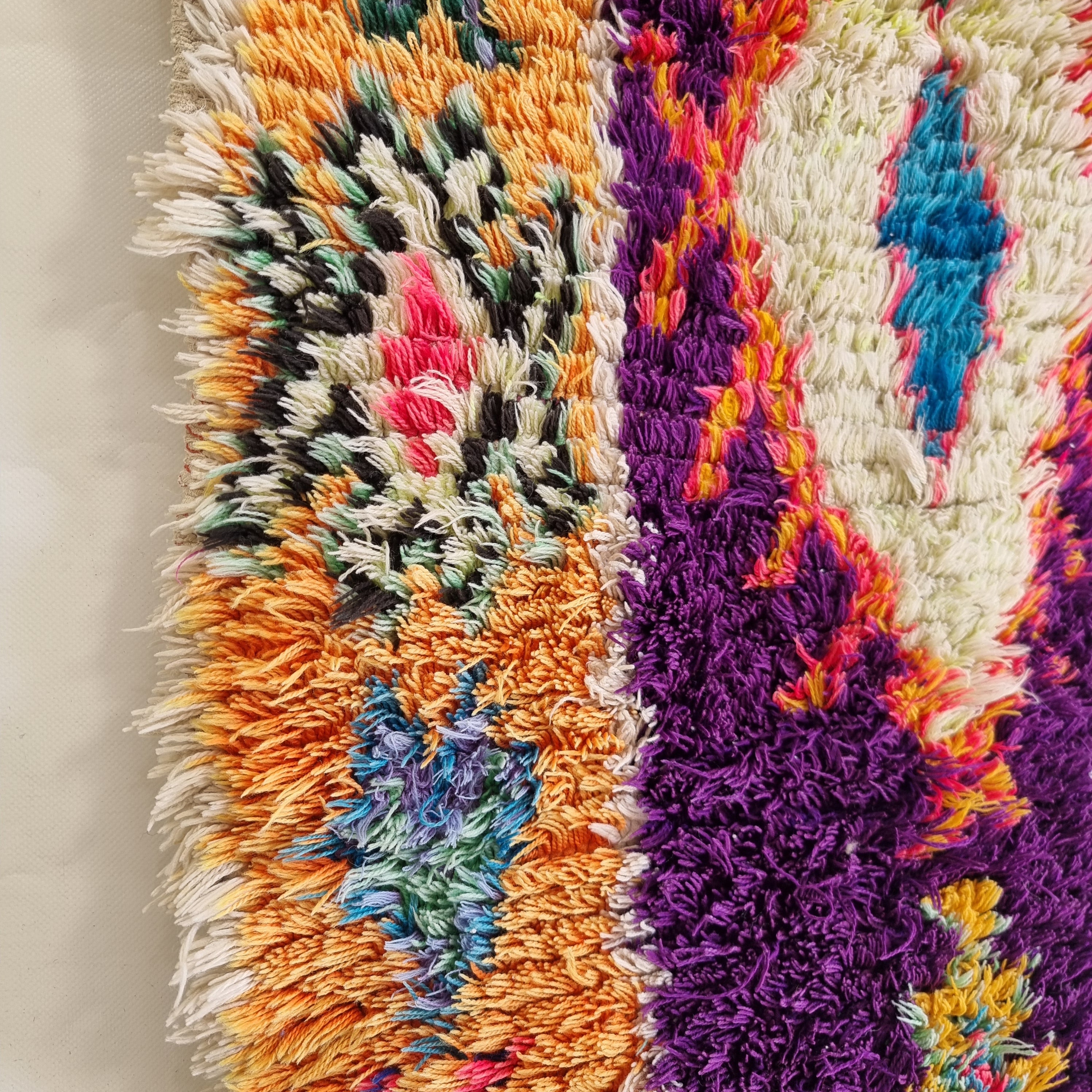 Vintage Colorful Boujaad Runner Rug - 8.10 x 2.8 Ft Irregular Handknotted Moroccan Hallway Rug MoroccanBazzArts