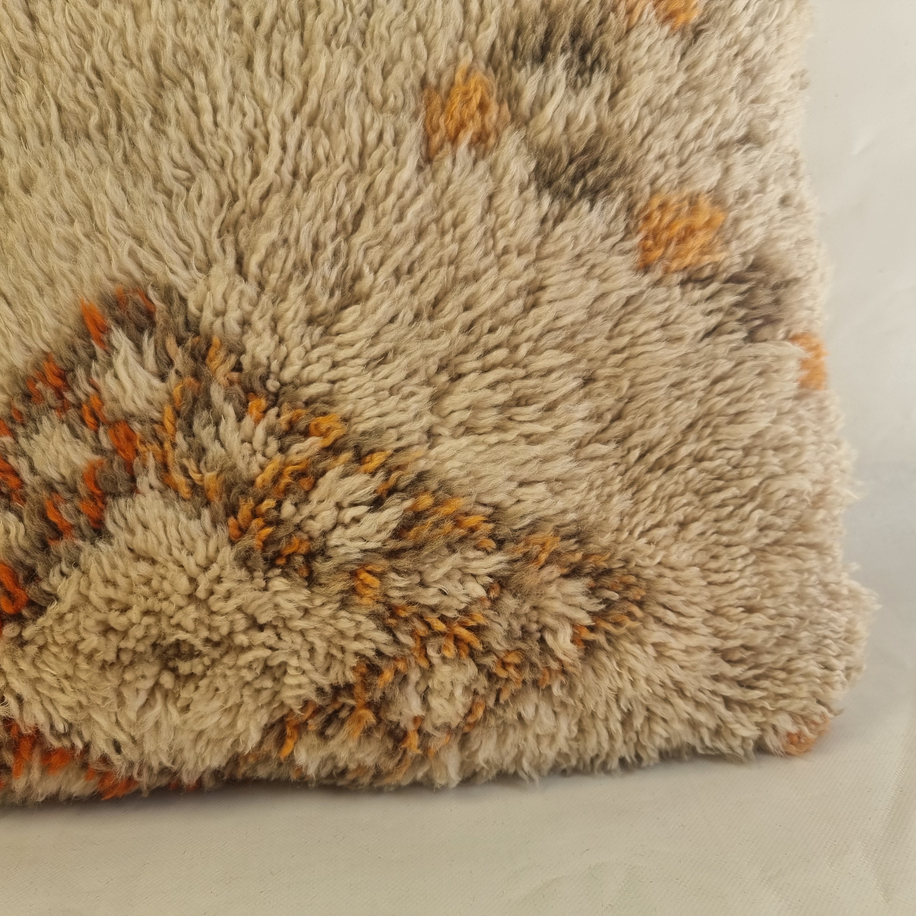 Authentic Vintage Beni Ourain  Pillow Cover | Ivory, Orange & Gray (16" x 25") MoroccanBazzArts