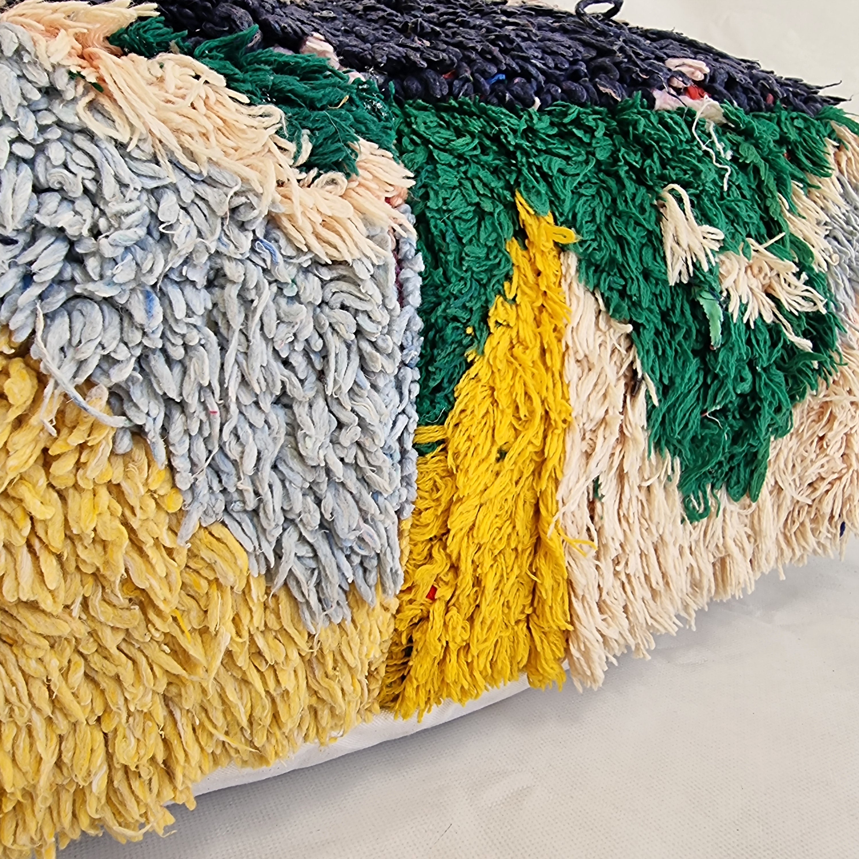 Colorful Vintage Berber Floor Cushion | Upcycled Handloomed Cotton Pouf | Boho Moroccan Seating MoroccanBazzArts