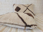 Set of 2 Vintage Azilal Moroccan Rug Pillows | 40x60 cm Ivory & Brown Undyed Wool Cushion Covers | Authentic Boho Lumbar Pillow Covers MoroccanBazzArts