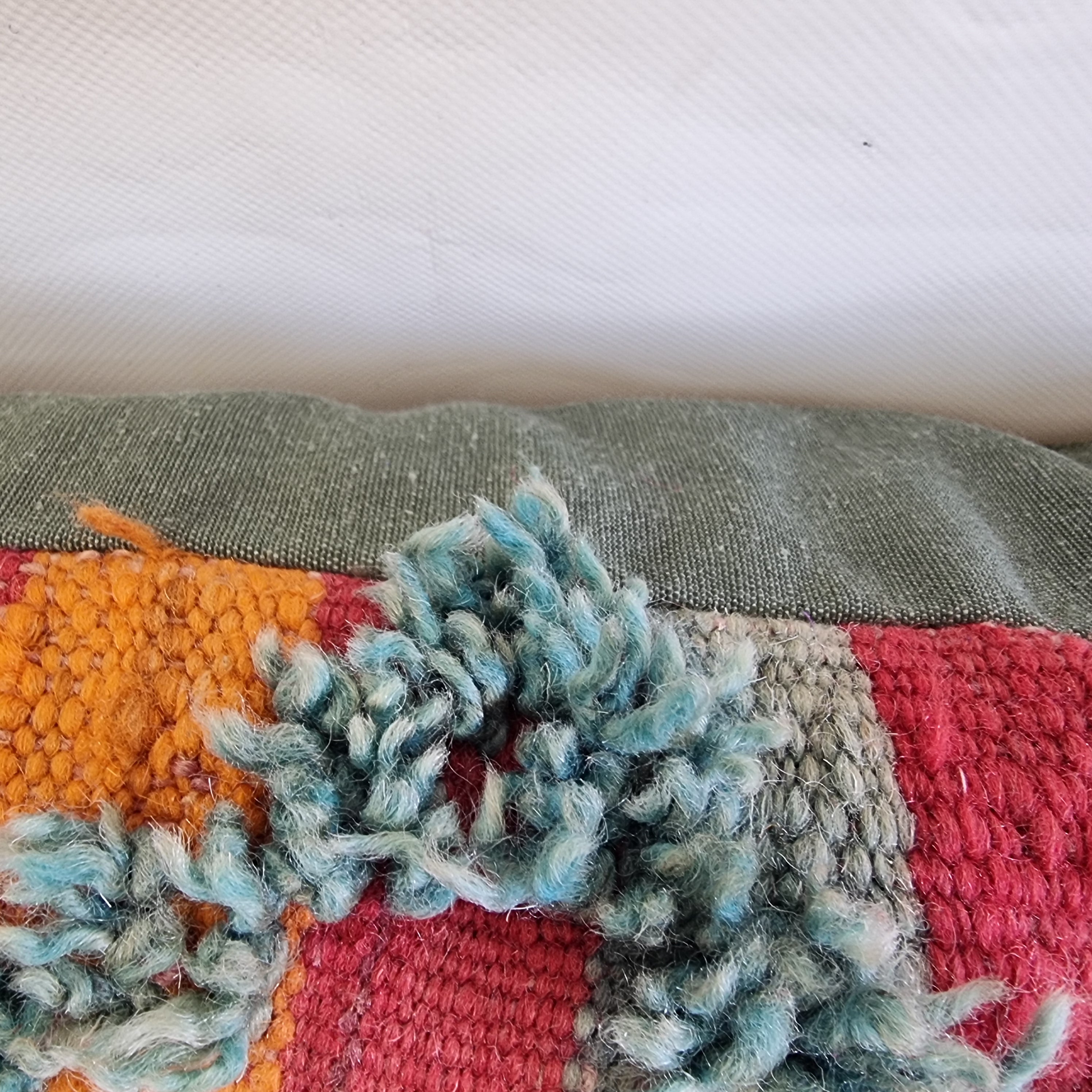 Vintage Authentic Talsint Lumbar Pillow Cover 13"x31" | Colorful Moroccan Berber knotted Cushion | Handmade Boho Decor MoroccanBazzArts