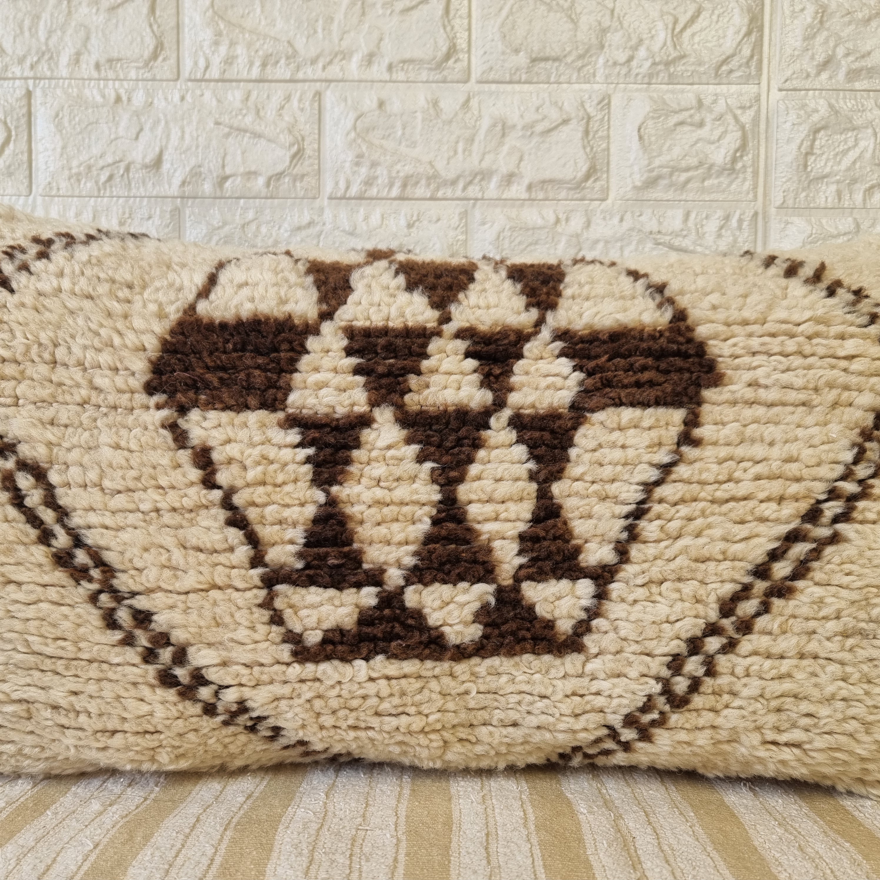 Authentic Moroccan Wool Lumbar Pillow Cover 35x70 cm | Natural Azilal Geometric Cushion | Boho handwoven Throw Pillow Case MoroccanBazzArts