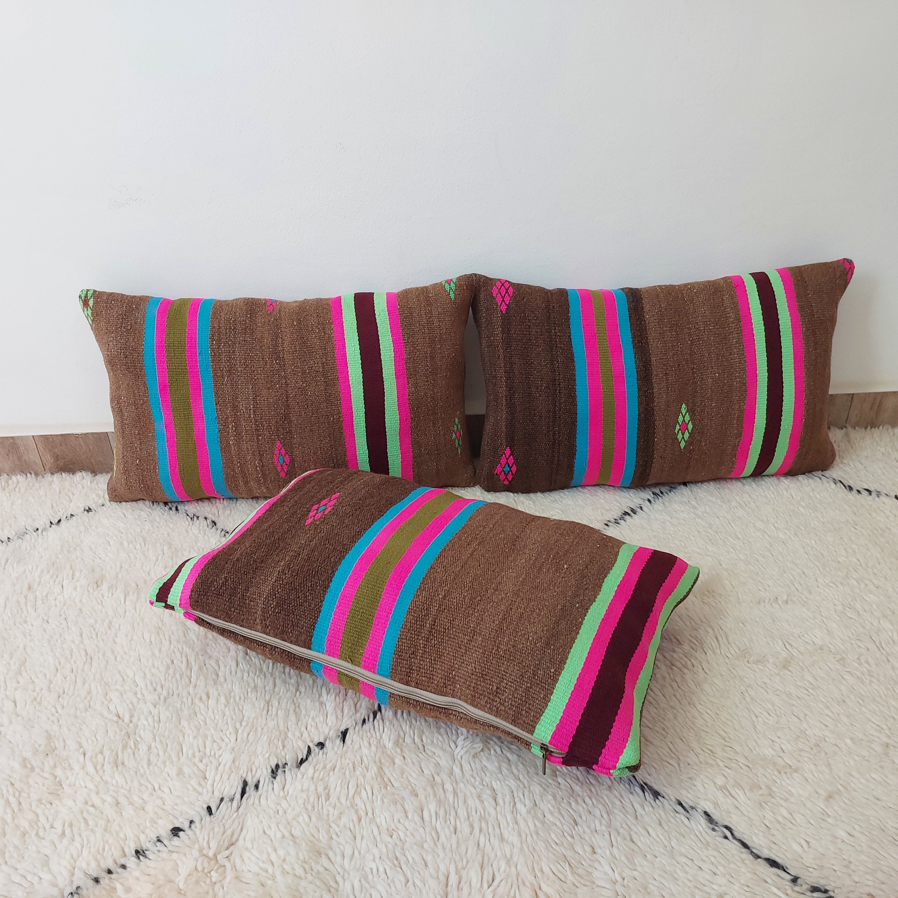 boujaad pillow, kilim pillow cover, moroccan pillow, lumbar pillow cover, berber cushion, vintage kilim pillow, boho throw pillow, wool pillow cover, striped pillow cover, 38x60 pillow cover, handwoven pillow, moroccan decor, pillow cover set