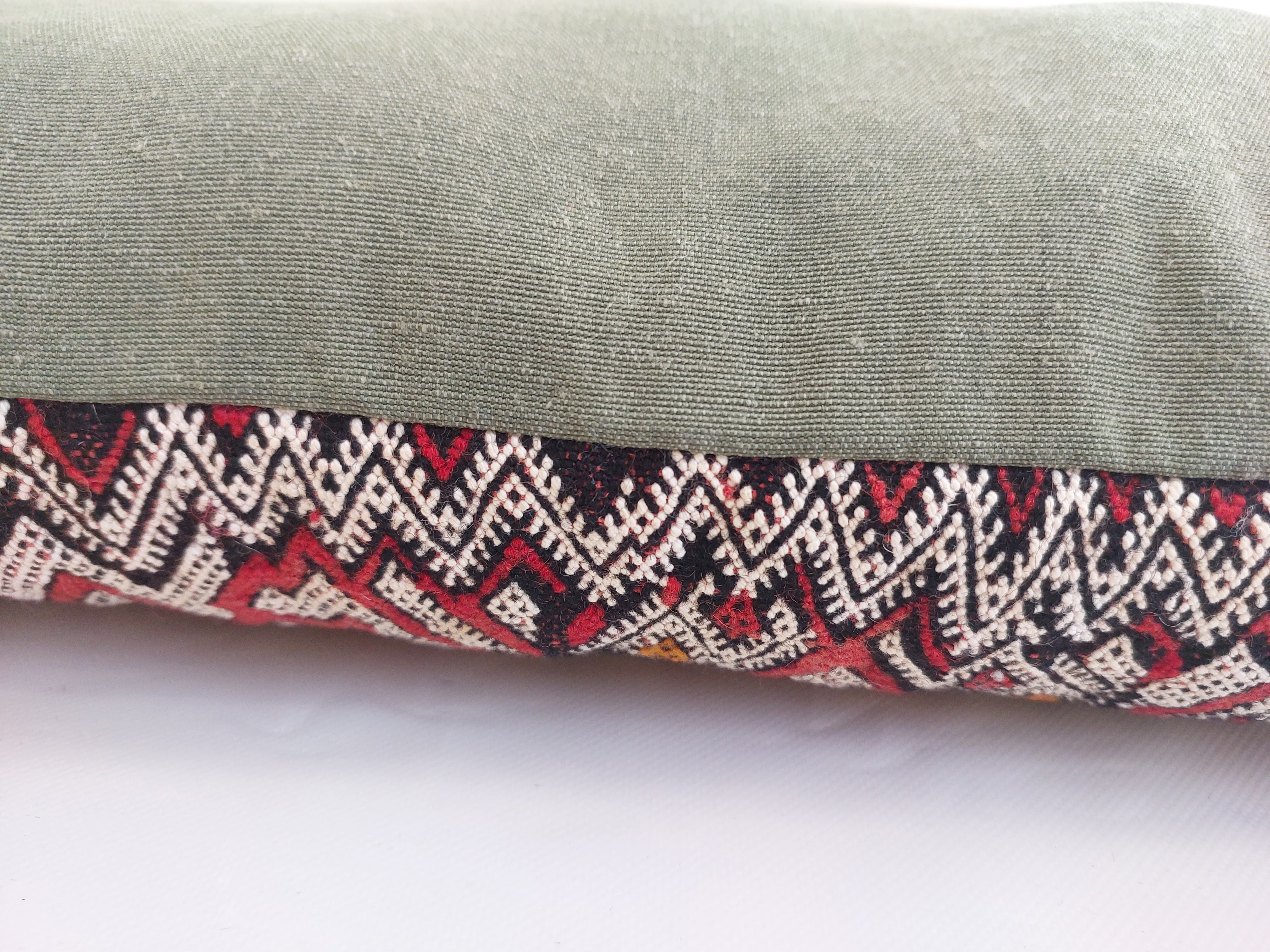 12x24 Vintage Moroccan Kilim Lumbar Pillow Cover | Authentic Geometric zayan Cushion | Red Handwoven Boho & Warm Minimalist Home Decor MoroccanBazzArts