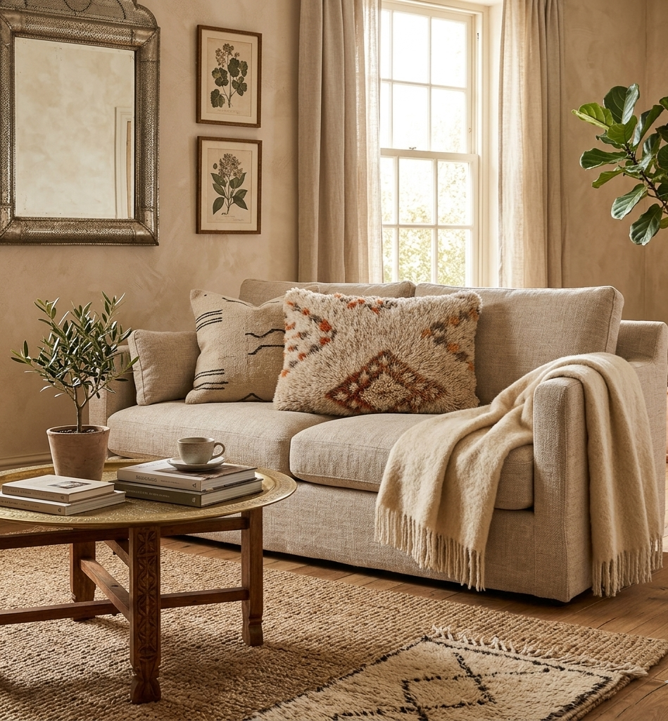 Authentic Vintage Beni Ourain  Pillow Cover | Ivory, Orange & Gray (16" x 25") MoroccanBazzArts.