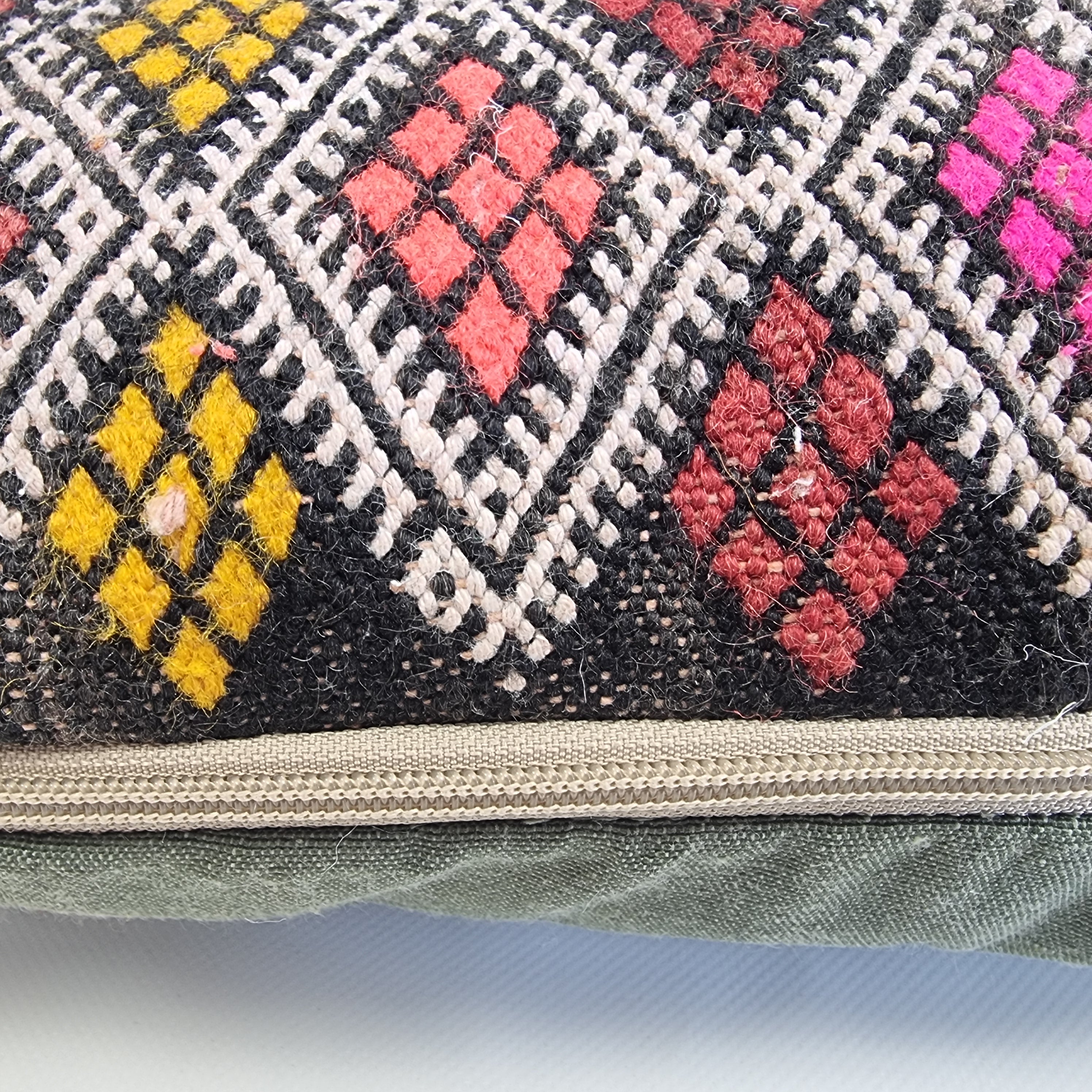 Handwoven Moroccan Kilim Lumbar Pillow Cover (13" x 22") – Colorful Geometric Boho Cushion MoroccanBazzArts