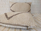 Set of 2 Vintage Azilal Moroccan Rug Pillows | 40x60 cm Ivory & Brown Undyed Wool Cushion Covers | Authentic Boho Lumbar Pillow Covers MoroccanBazzArts