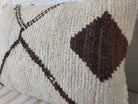 Set of 2 Vintage Azilal Moroccan Rug Pillows | 40x60 cm Ivory & Brown Undyed Wool Cushion Covers | Authentic Boho Lumbar Pillow Covers MoroccanBazzArts