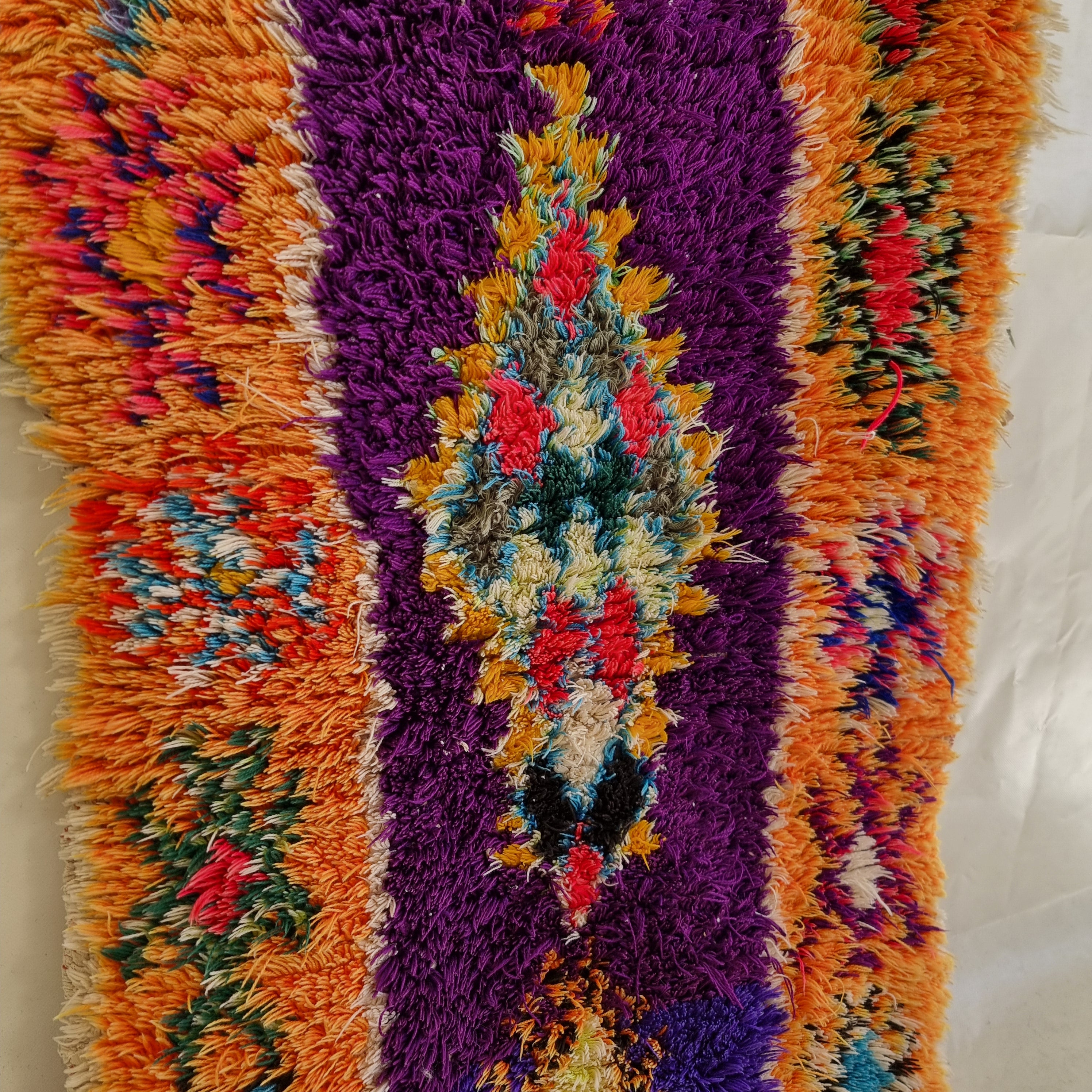 Vintage Colorful Boujaad Runner Rug - 8.10 x 2.8 Ft Irregular Handknotted Moroccan Hallway Rug MoroccanBazzArts