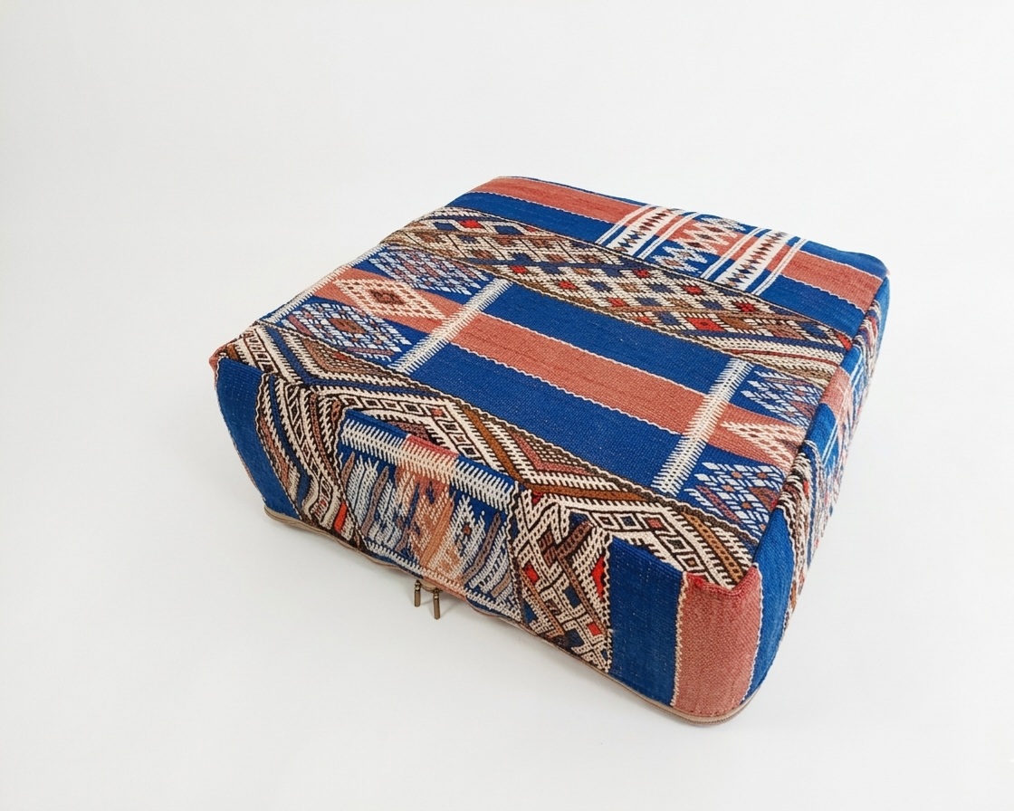 Patterned ottoman on a white background