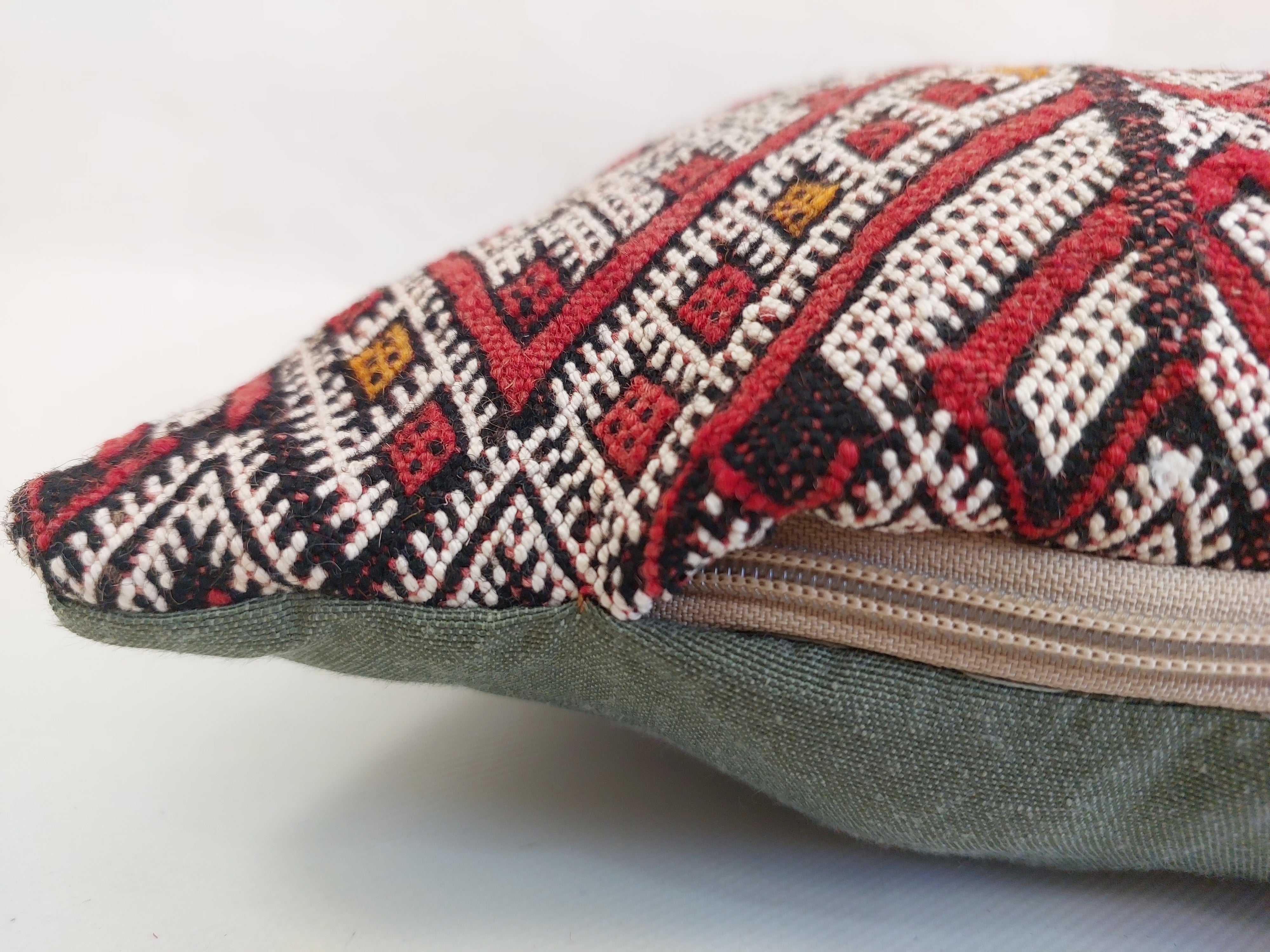 12x24 Vintage Moroccan Kilim Lumbar Pillow Cover | Authentic Geometric zayan Cushion | Red Handwoven Boho & Warm Minimalist Home Decor MoroccanBazzArts