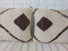 Set of 2 Vintage Azilal Moroccan Rug Pillows | 40x60 cm Ivory & Brown Undyed Wool Cushion Covers | Authentic Boho Lumbar Pillow Covers MoroccanBazzArts
