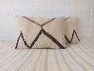 Set of 2 Vintage Azilal Moroccan Rug Pillows | 40x60 cm Ivory & Brown Undyed Wool Cushion Covers | Authentic Boho Lumbar Pillow Covers MoroccanBazzArts