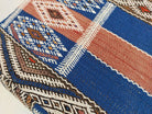 Vintage Berber Kilim Square Pouf – Authentic Moroccan Blue Ottoman & Boho Floor Pillow MoroccanBazzArts