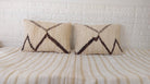 Set of 2 Vintage Azilal Moroccan Rug Pillows | 40x60 cm Ivory & Brown Undyed Wool Cushion Covers | Authentic Boho Lumbar Pillow Covers MoroccanBazzArts