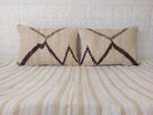 Set of 2 Vintage Azilal Moroccan Rug Pillows | 40x60 cm Ivory & Brown Undyed Wool Cushion Covers | Authentic Boho Lumbar Pillow Covers MoroccanBazzArts