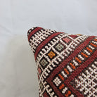 Authentic Moroccan Kilim Lumbar Pillow Cover 12x22" | Burgundy Geometric Boho Cushion | Handwoven Berber Tribal Throw Pillow 32x58cm MoroccanBazzArts