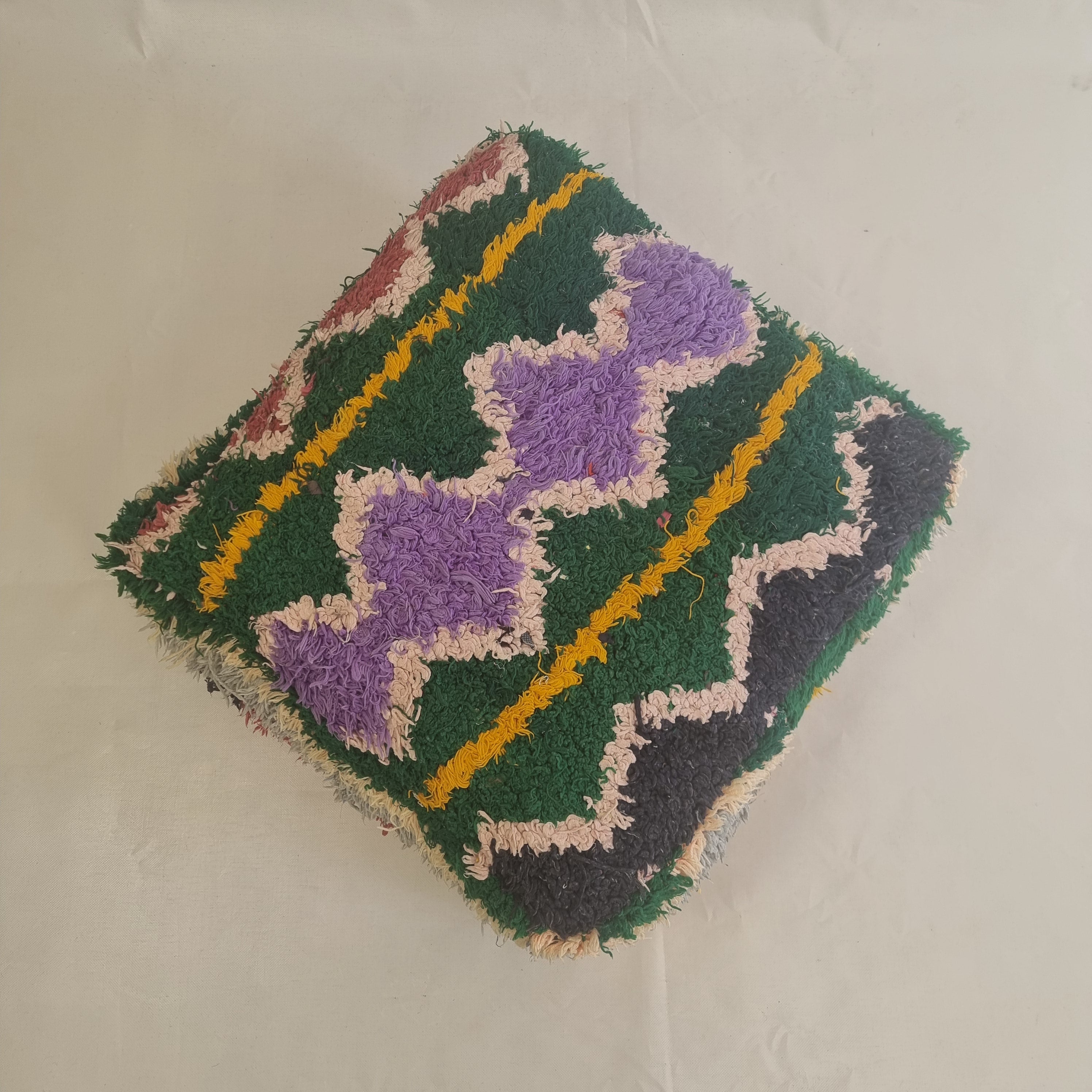 Colorful Vintage Berber Floor Cushion | Upcycled Handloomed Cotton Pouf | Boho Moroccan Seating MoroccanBazzArts