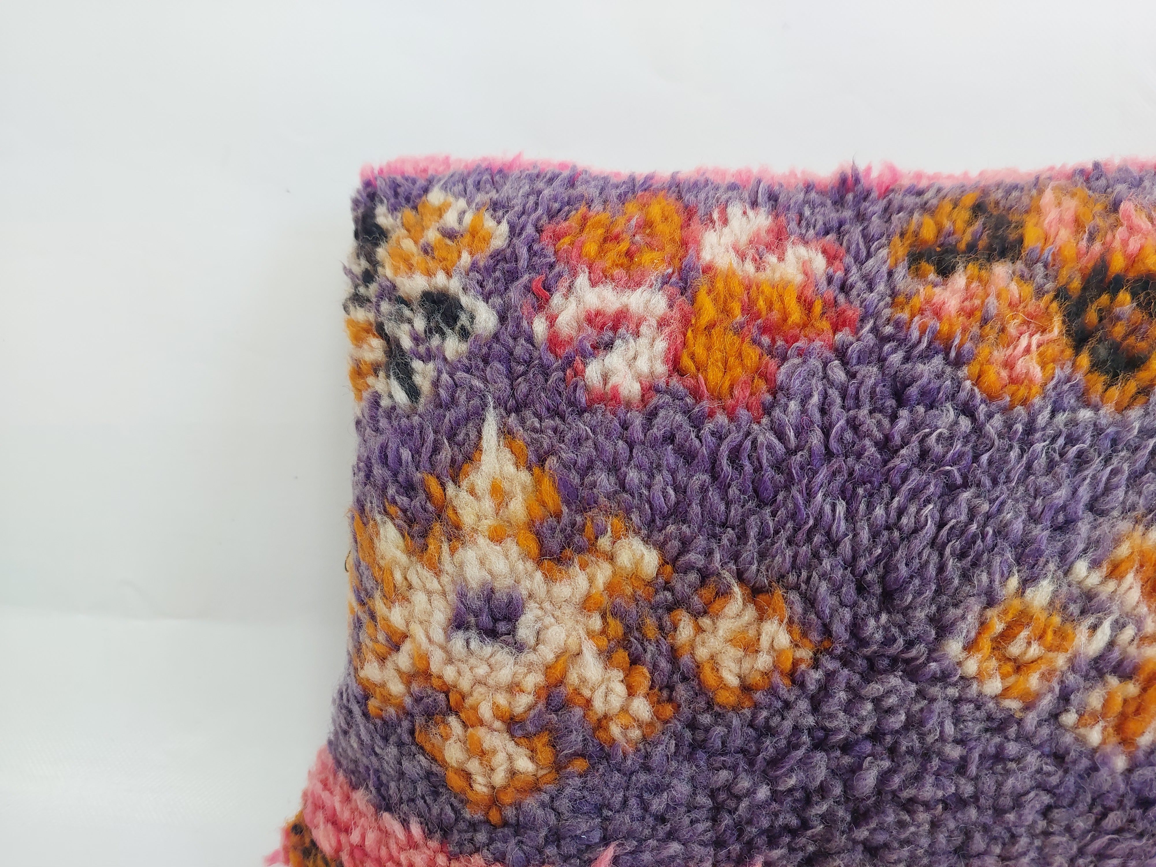 Vintage Berber Rug Lumbar Pillow Cover in Purple & Pink - 13x22" MoroccanBazzArts