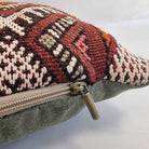 Authentic Moroccan Kilim Lumbar Pillow Cover 12x22" | Burgundy Geometric Boho Cushion | Handwoven Berber Tribal Throw Pillow 32x58cm MoroccanBazzArts