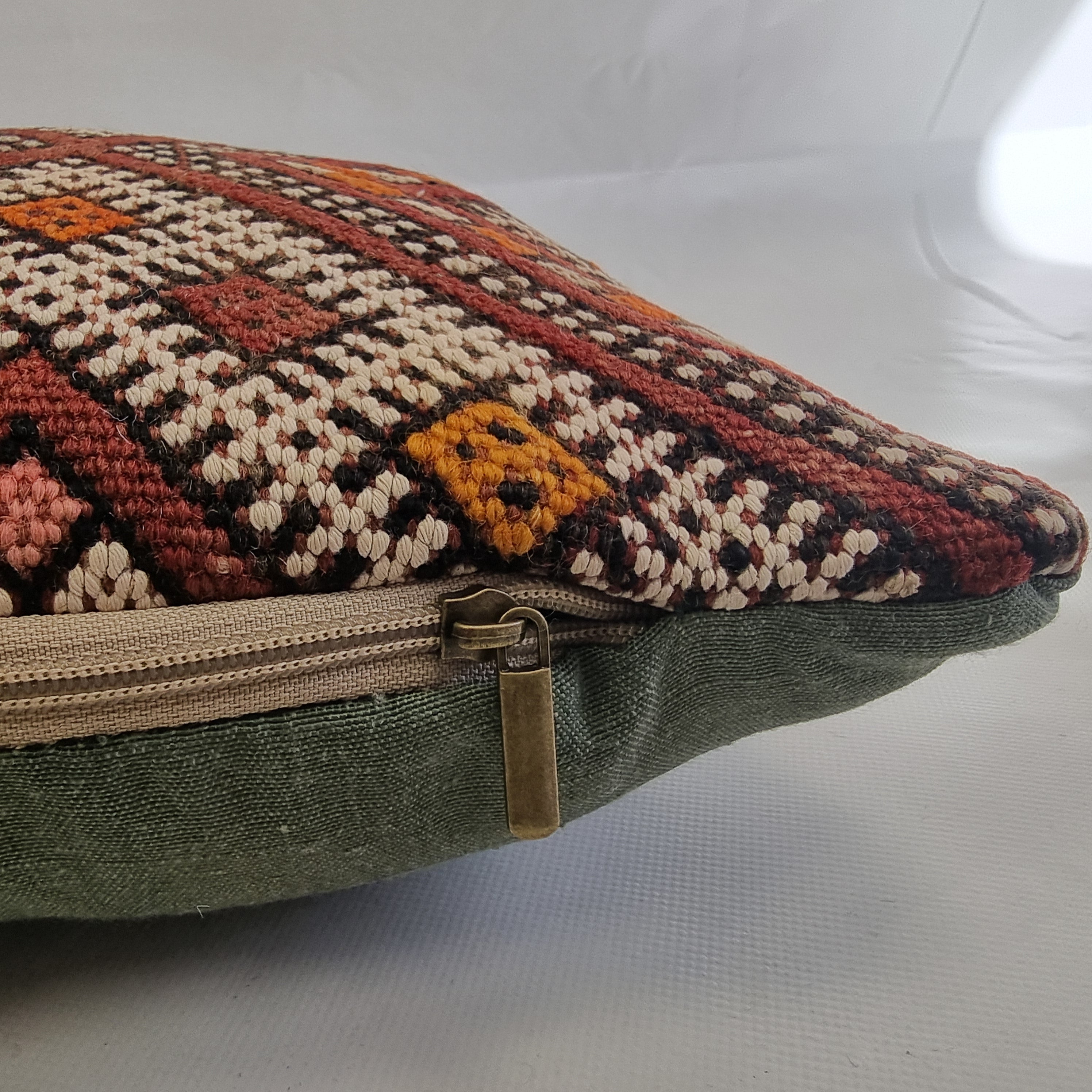 Authentic Moroccan Kilim Lumbar Pillow Cover 12x21" | Burgundy Geometric Boho Cushion | Handwoven Berber Tribal Throw Pillow 32x55cm MoroccanBazzArts