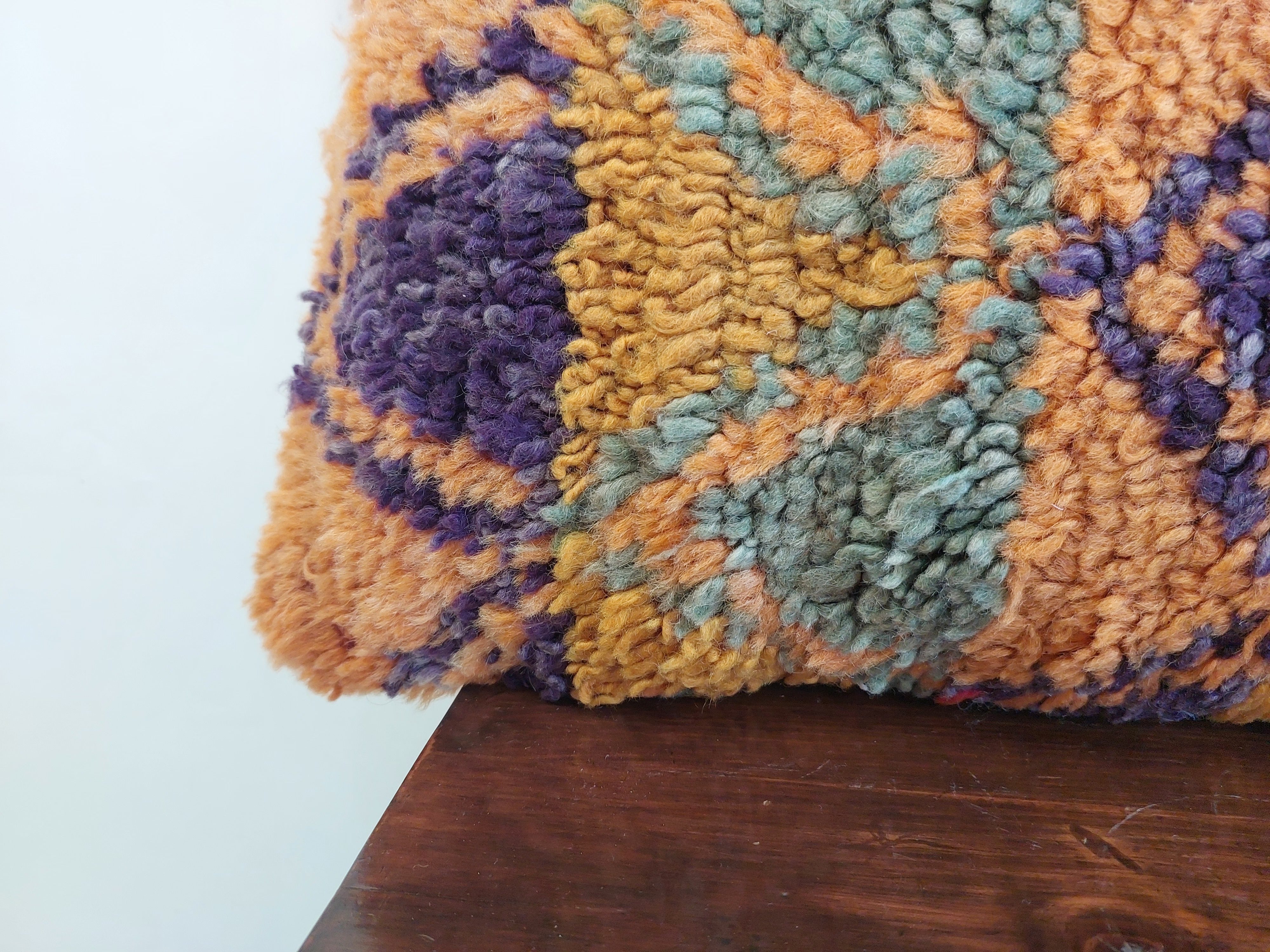 Aït Bou Ichaouen Moroccan Pillow - Handmade Berber Wool Cushion 14x24 - Vintage Colorful Boho Lumbar Pillow - Authentic Tribal Moroccan Deco MoroccanBazzArts