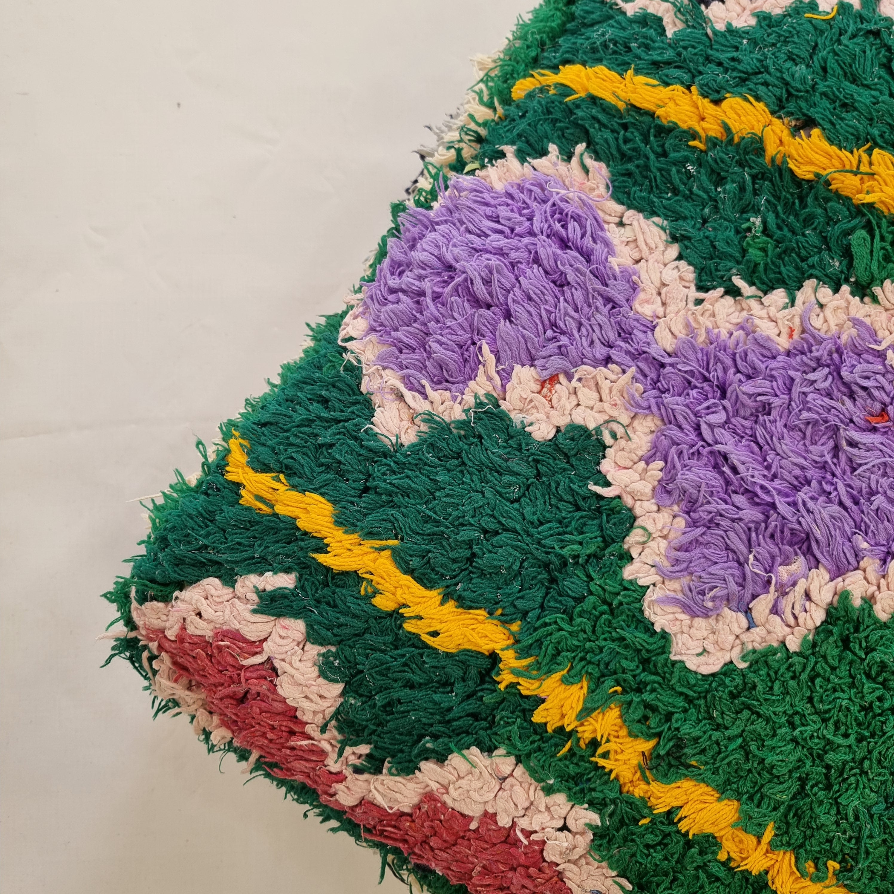 Colorful Vintage Berber Floor Cushion | Upcycled Handloomed Cotton Pouf | Boho Moroccan Seating MoroccanBazzArts