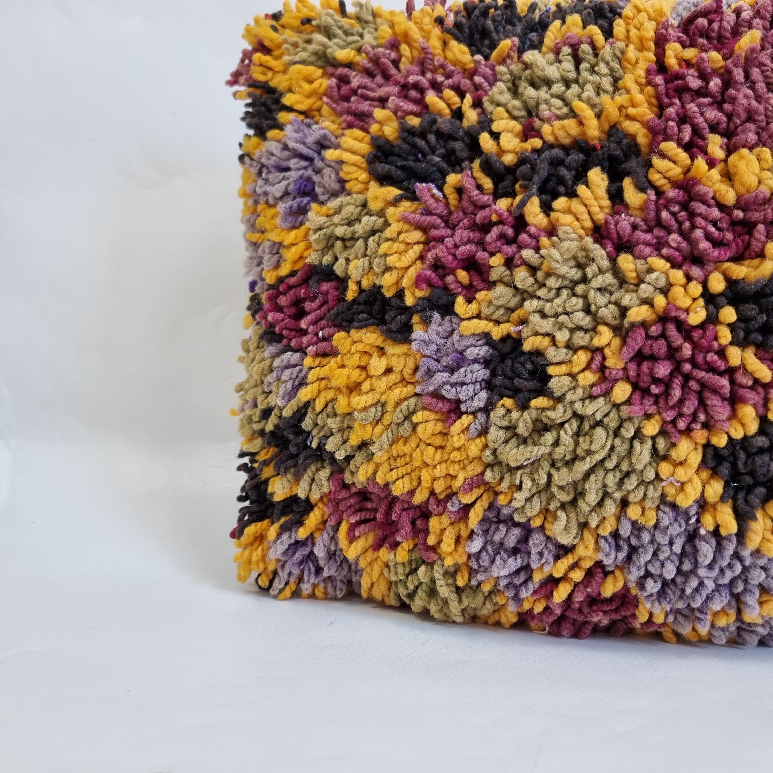 Authentic Aït Bou Ichaouen Berber Lumbar Pillow | Vintage Hand-Knotted Wool | 14" x 25" MoroccanBazzArts