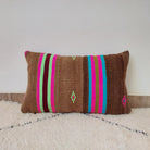 Set of 3 Vintage Boujaad Kilim Lumbar Pillow Covers 38x60 cm | Handwoven Brown Wool MoroccanBazzArts
