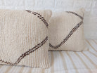 Set of 2 Vintage Azilal Moroccan Rug Pillows | 40x60 cm Ivory & Brown Undyed Wool Cushion Covers | Authentic Boho Lumbar Pillow Covers MoroccanBazzArts