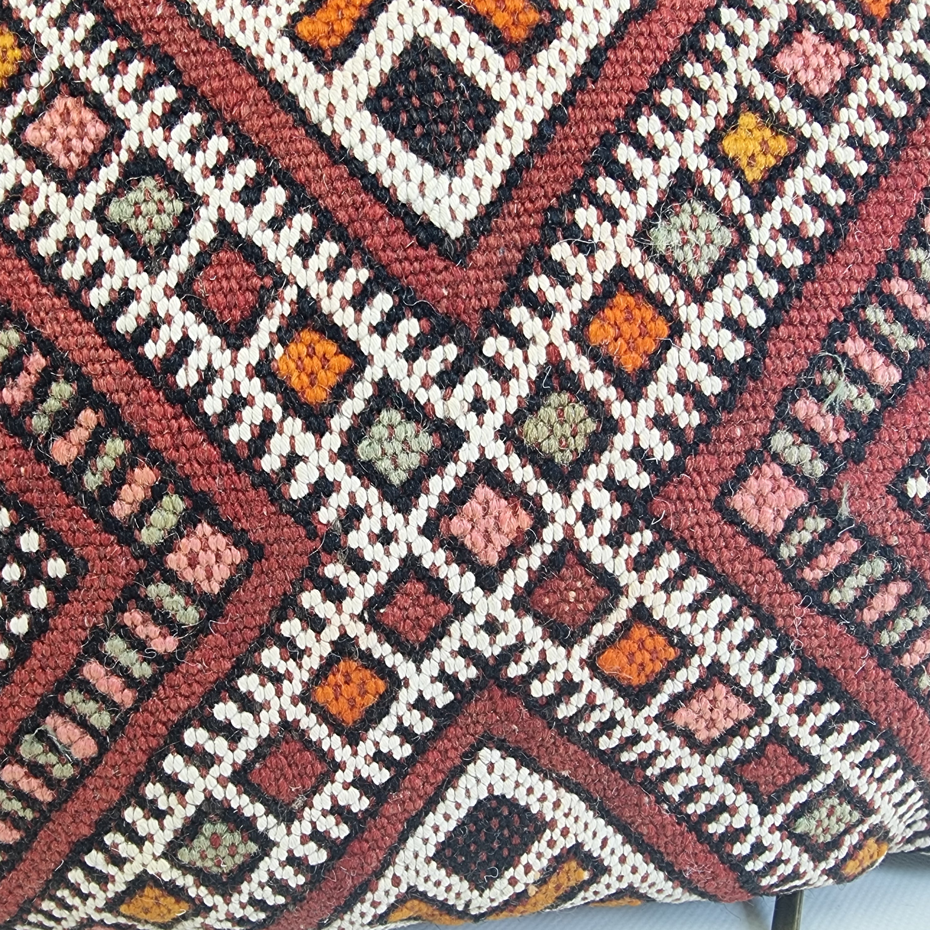 Authentic Moroccan Kilim Lumbar Pillow Cover 12x24" | Burgundy Geometric Boho Cushion | Handwoven Berber Tribal Throw Pillow 31x60 cm MoroccanBazzArts
