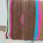 Set of 3 Vintage Boujaad Kilim Lumbar Pillow Covers 38x60 cm | Handwoven Brown Wool MoroccanBazzArts