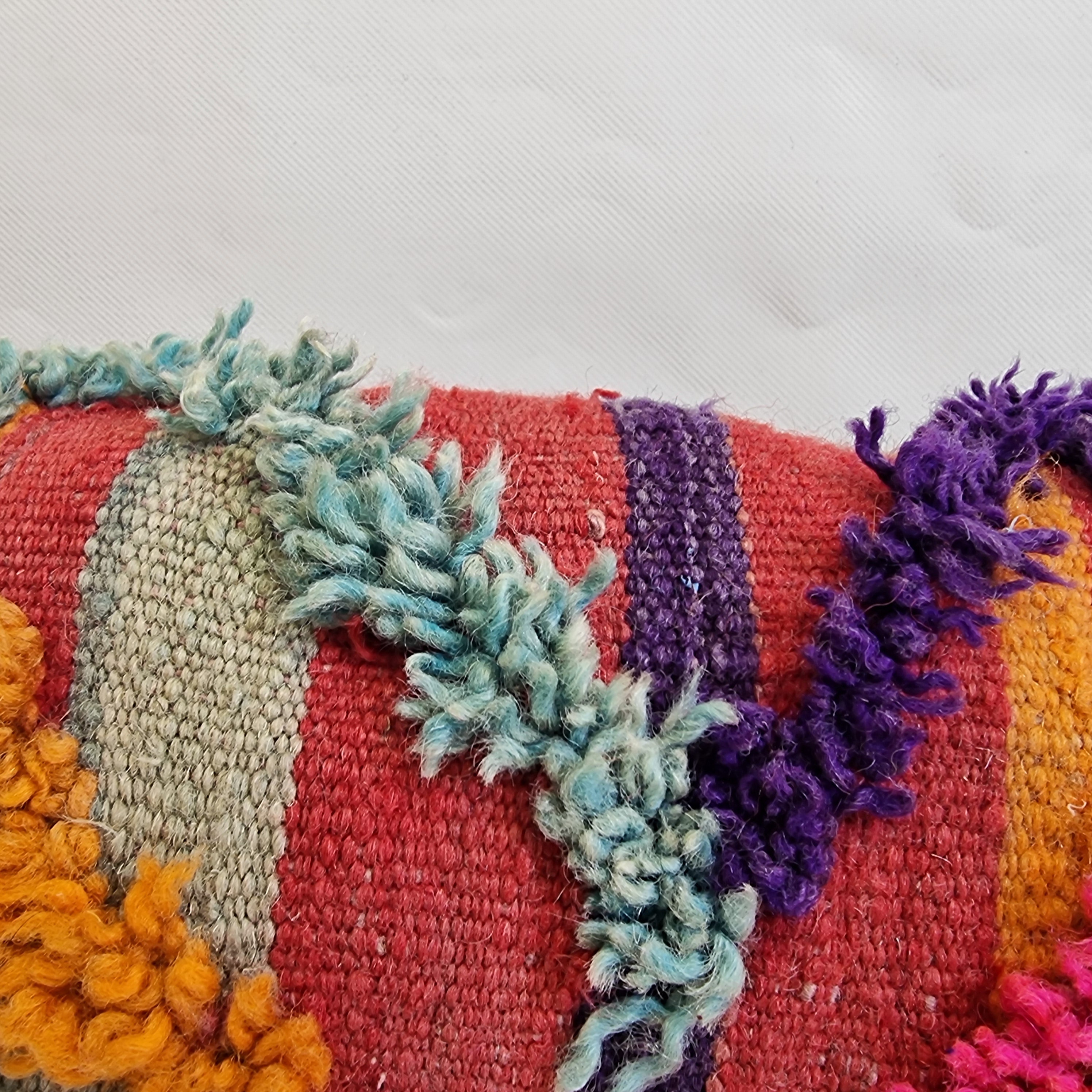 Vintage Authentic Talsint Lumbar Pillow Cover 13"x31" | Colorful Moroccan Berber knotted Cushion | Handmade Boho Decor MoroccanBazzArts