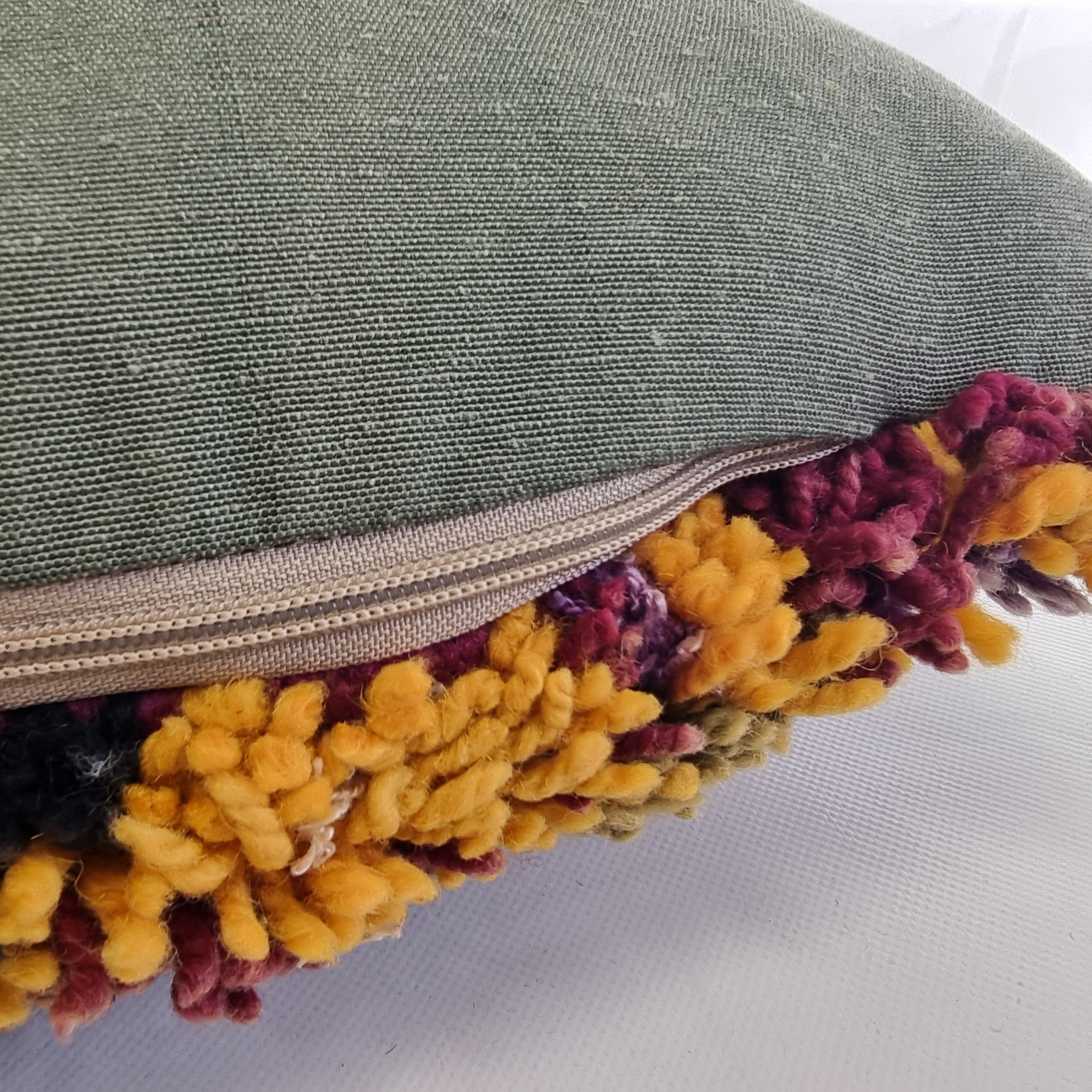 Authentic Aït Bou Ichaouen Berber Lumbar Pillow | Vintage Hand-Knotted Wool | 14" x 25" MoroccanBazzArts