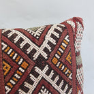 Authentic Moroccan Kilim Lumbar Pillow Cover 12x22" | Burgundy Geometric Boho Cushion | Handwoven Berber Tribal Throw Pillow 32x58cm MoroccanBazzArts