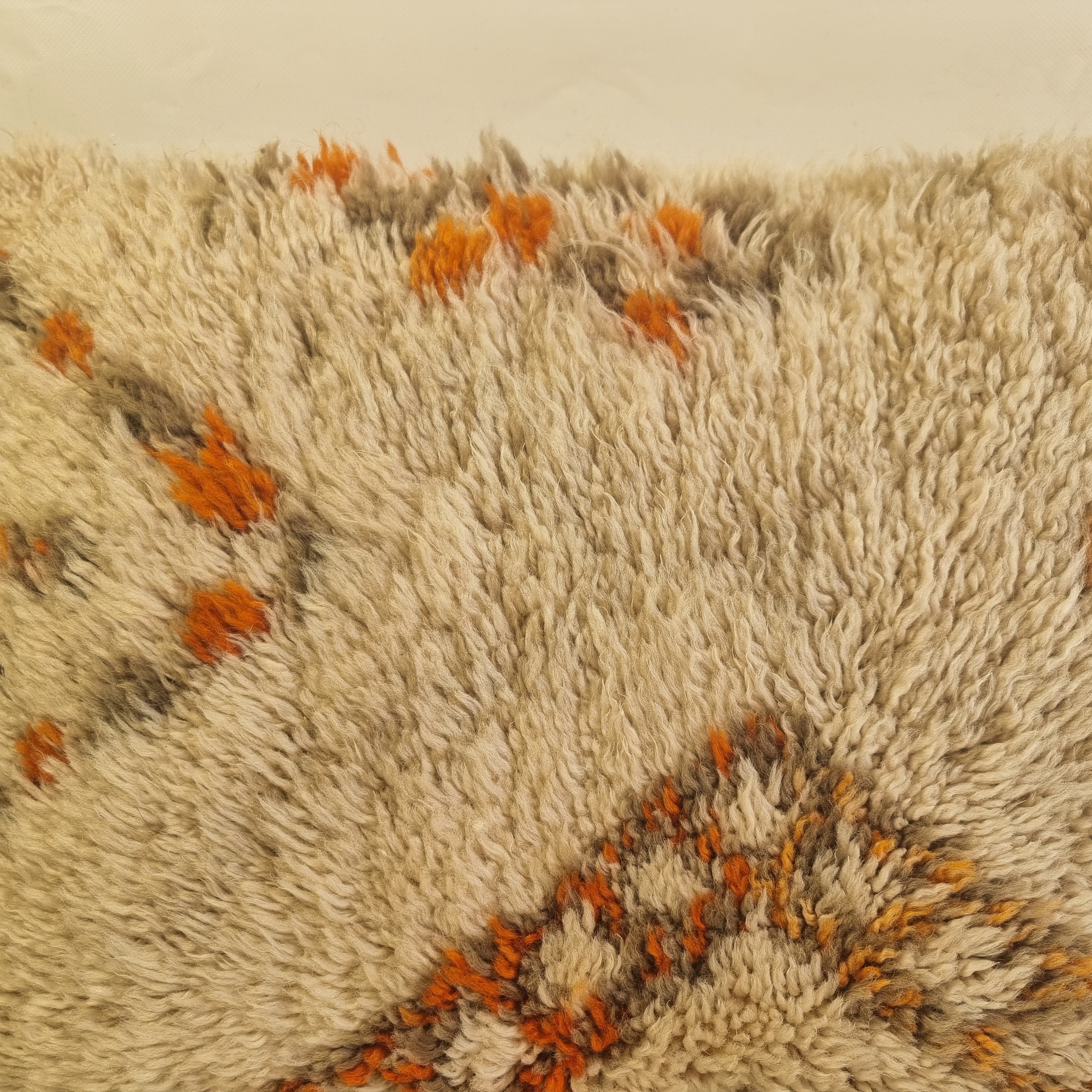 Authentic Vintage Beni Ourain  Pillow Cover | Ivory, Orange & Gray (16" x 25") MoroccanBazzArts