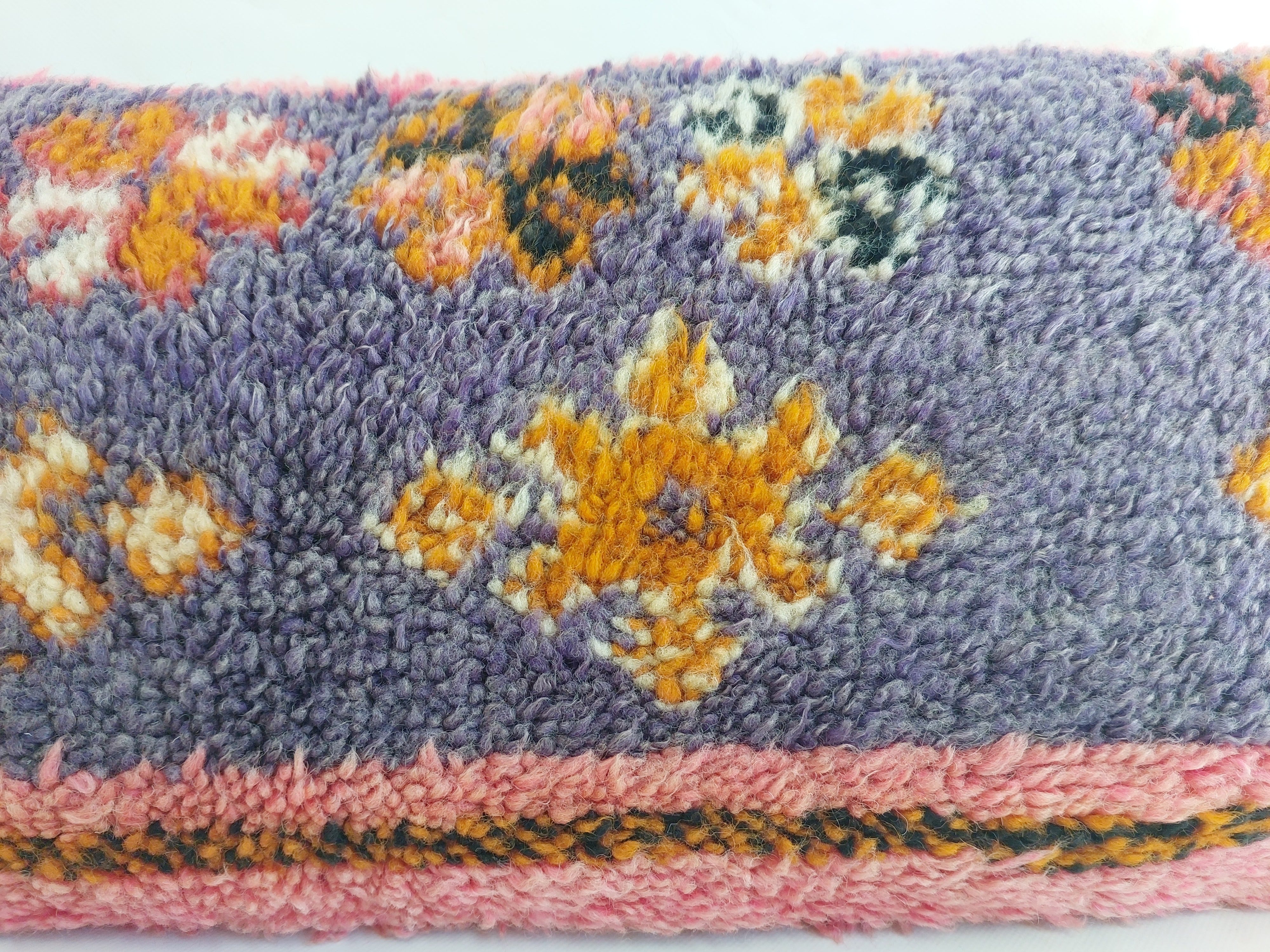Vintage Berber Rug Lumbar Pillow Cover in Purple & Pink - 13x22" MoroccanBazzArts