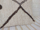 Set of 2 Vintage Azilal Moroccan Rug Pillows | 40x60 cm Ivory & Brown Undyed Wool Cushion Covers | Authentic Boho Lumbar Pillow Covers MoroccanBazzArts