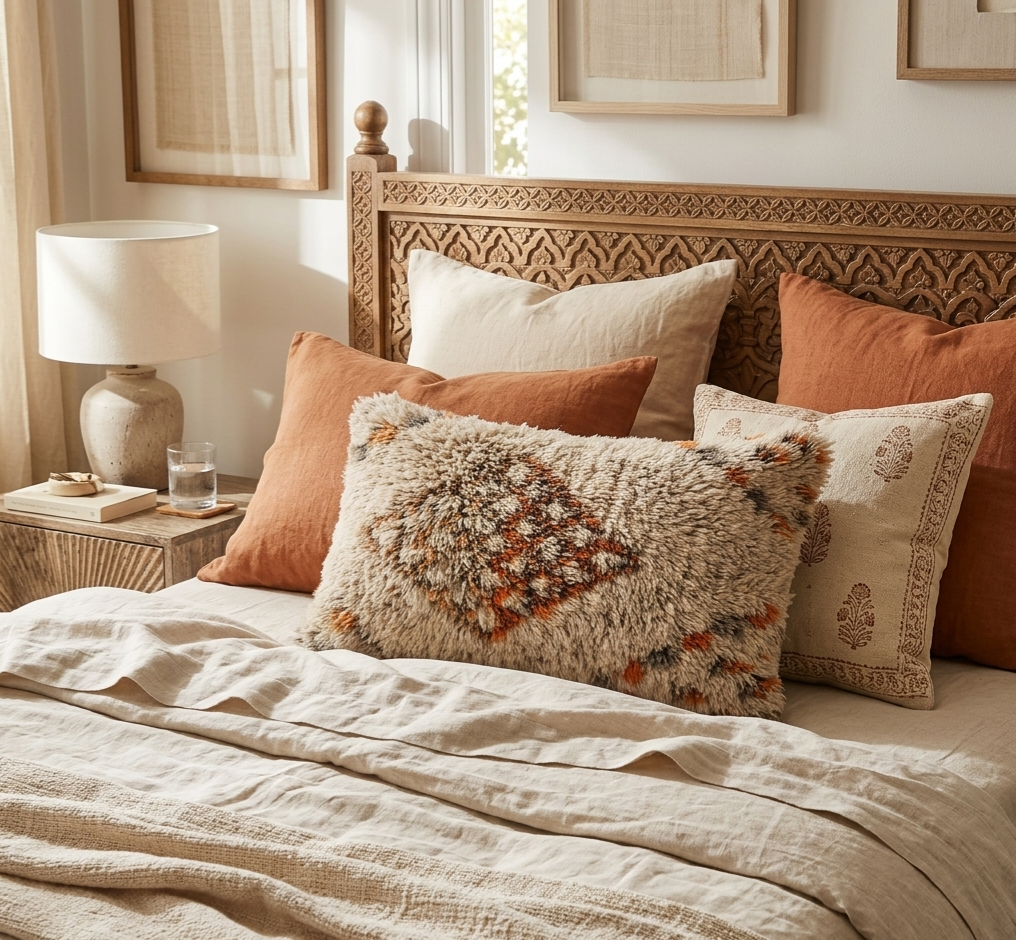 Vintage Beni Ourain Wool Pillow Cover | 16" x 25" MoroccanBazzArts.