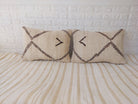Set of 2 Vintage Azilal Moroccan Rug Pillows | 40x60 cm Ivory & Brown Undyed Wool Cushion Covers | Authentic Boho Lumbar Pillow Covers MoroccanBazzArts