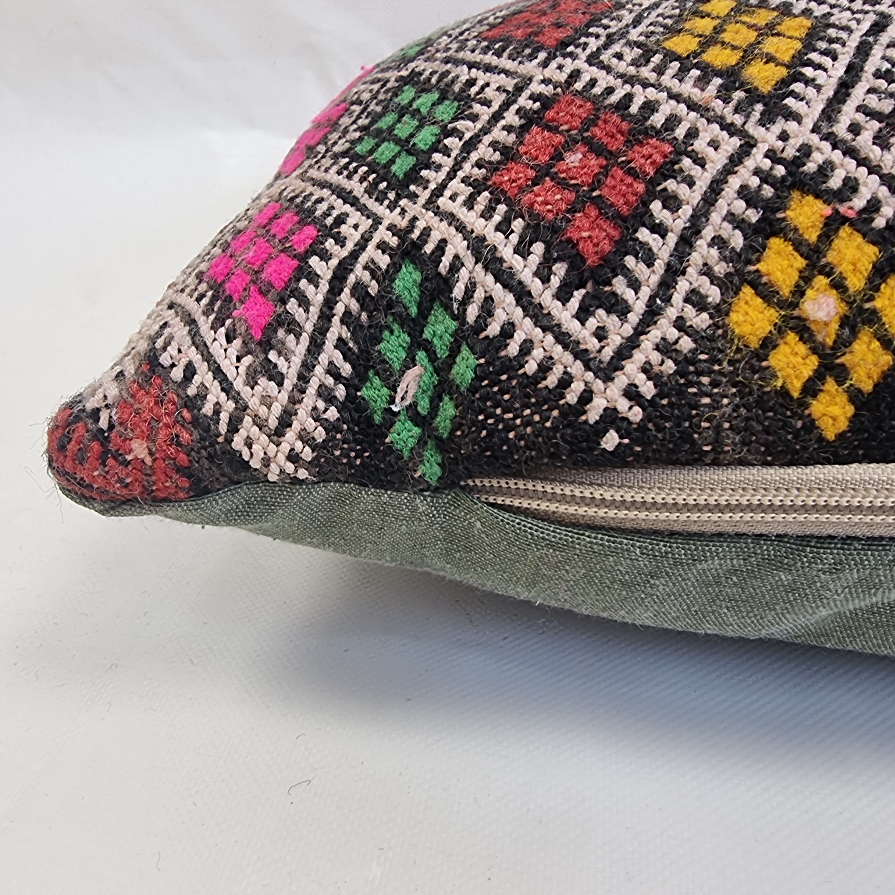 Handwoven Moroccan Kilim Lumbar Pillow Cover (13" x 22") – Colorful Geometric Boho Cushion MoroccanBazzArts