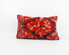 Authentic Aït Bou Ichaouen Moroccan Pillow 17x27 | Original Handmade Berber Wool Lumbar Cushion | Colorful Boho Textured Throw Pillow Cover MoroccanBazzArts