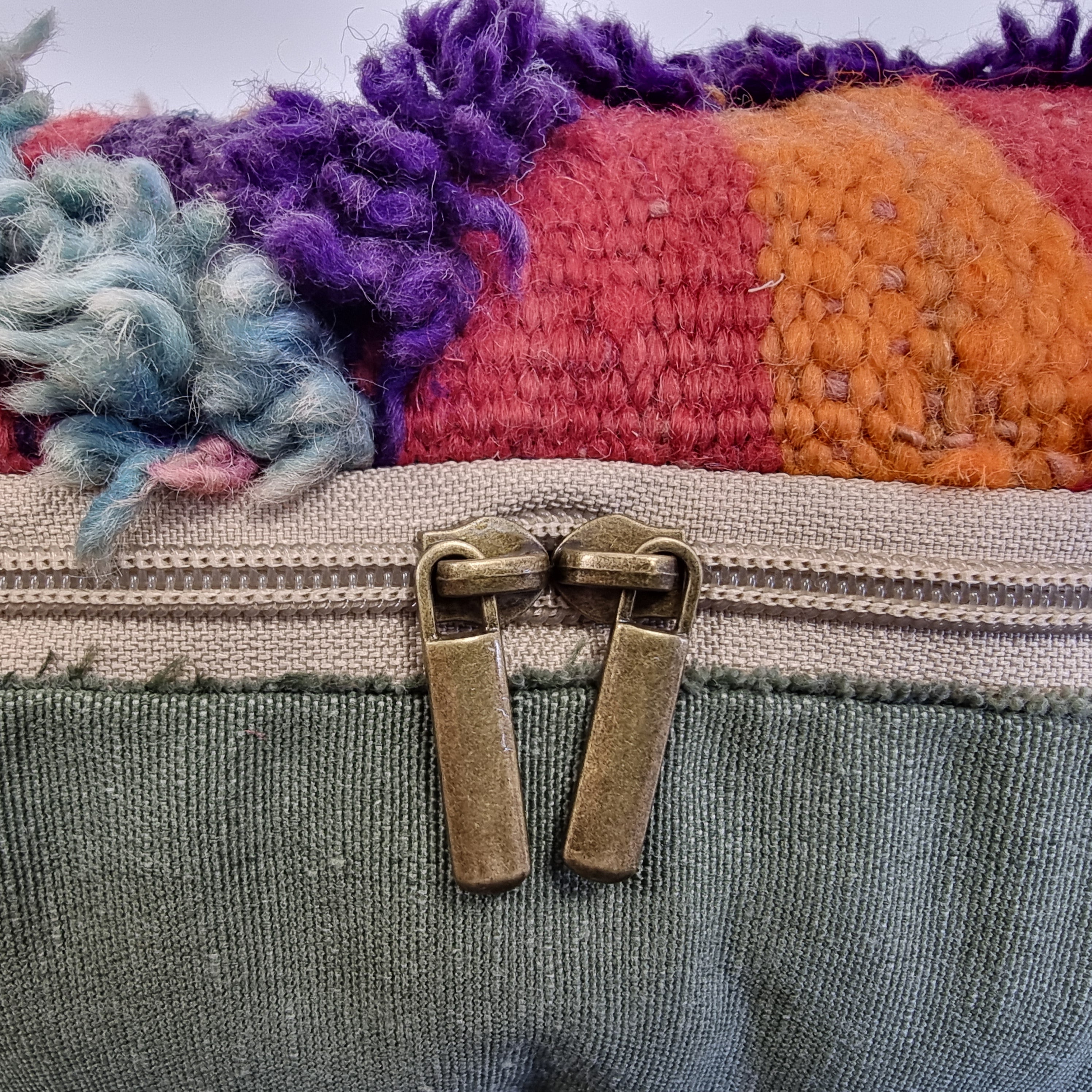 Vintage Authentic Talsint Lumbar Pillow Cover 13"x31" | Colorful Moroccan Berber knotted Cushion | Handmade Boho Decor MoroccanBazzArts