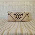 Authentic Moroccan Wool Lumbar Pillow Cover 35x70 cm | Natural Azilal Geometric Cushion | Boho handwoven Throw Pillow Case MoroccanBazzArts