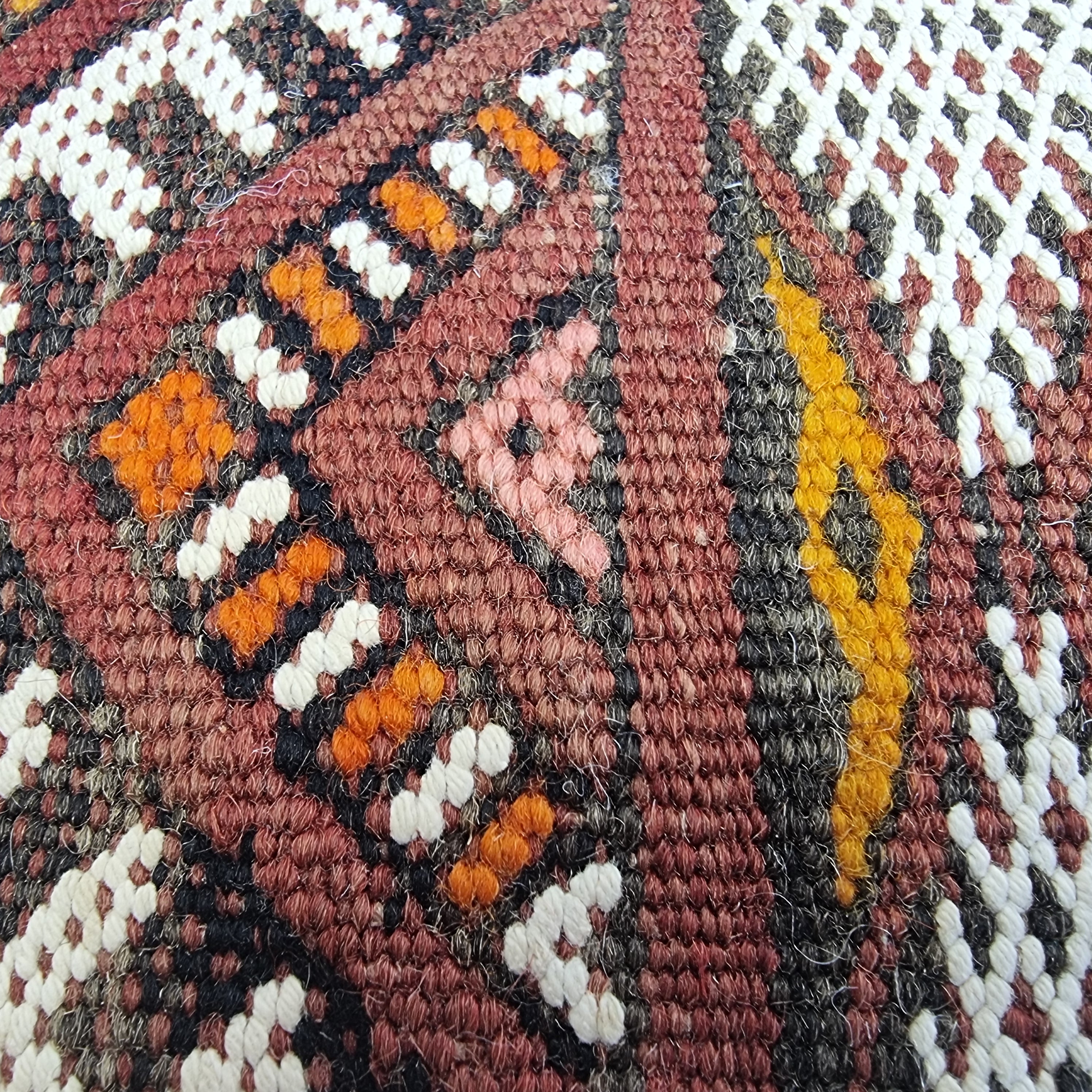 Authentic Moroccan Kilim Lumbar Pillow Cover 12x21" | Burgundy Geometric Boho Cushion | Handwoven Berber Tribal Throw Pillow 32x55cm MoroccanBazzArts