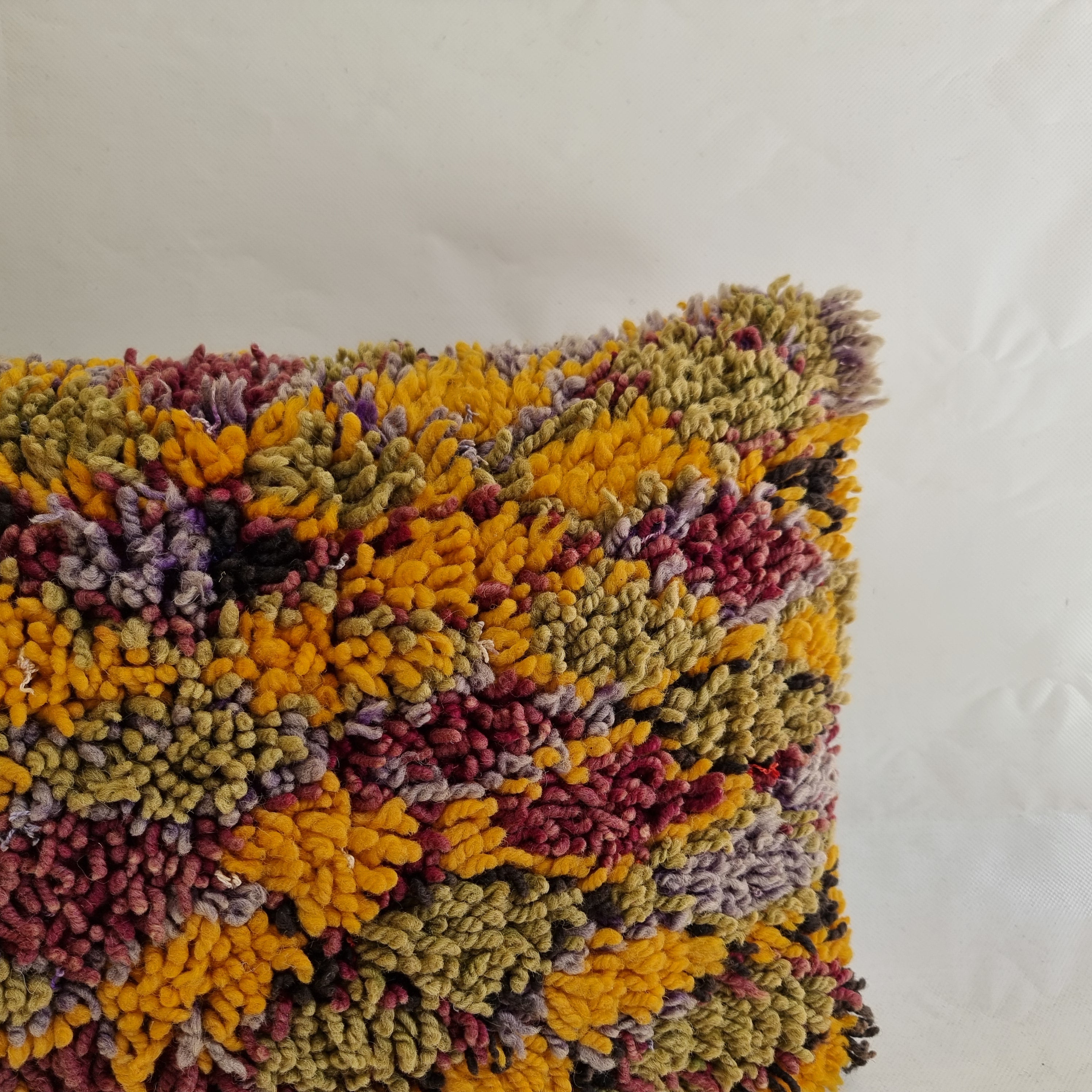 Authentic Aït Bou Ichaouen Berber Lumbar Pillow | Vintage Hand-Knotted Wool | 14" x 25" MoroccanBazzArts